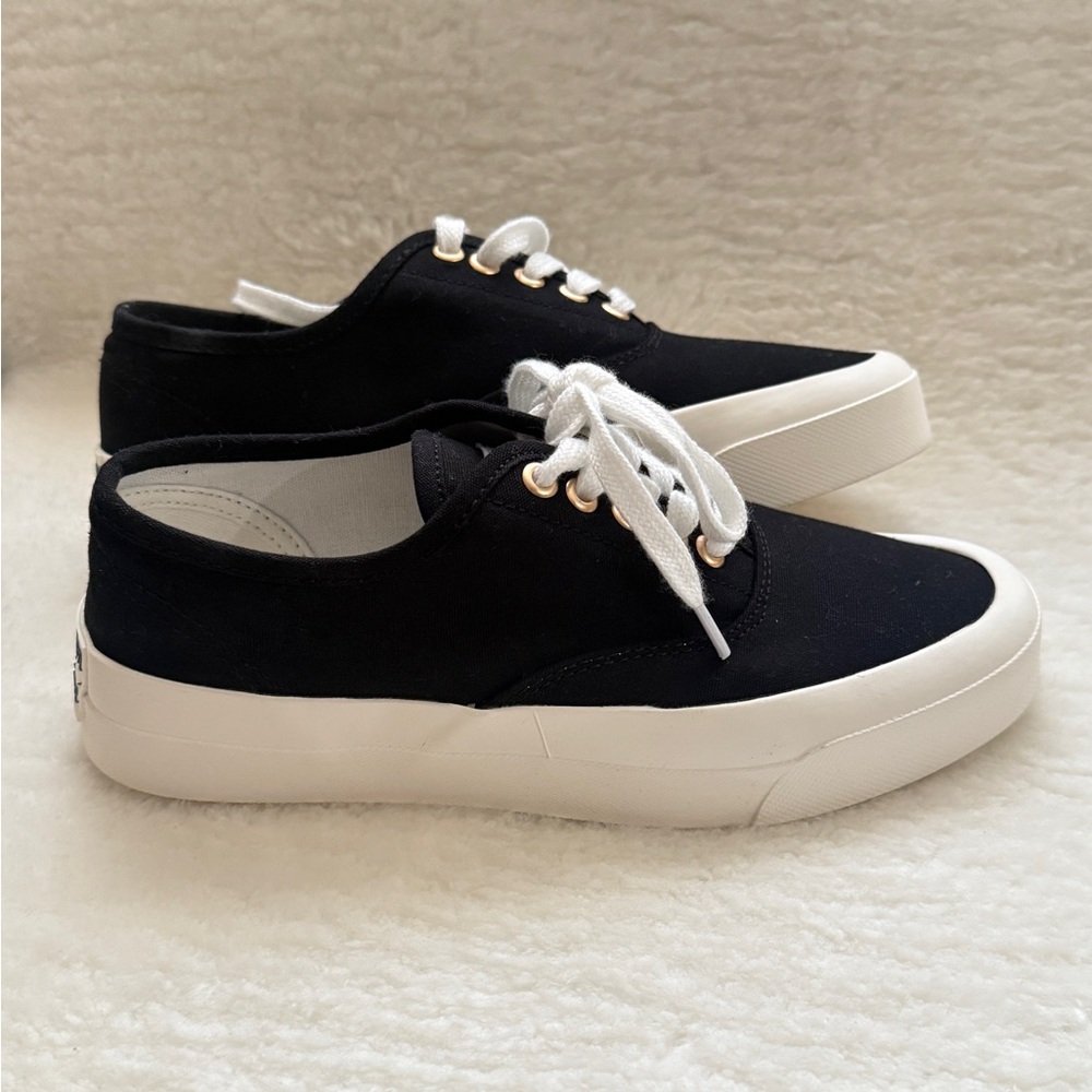 MAISON KITSUNE Black and White Canvas Sneakers